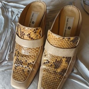 Saks snake skin mules
